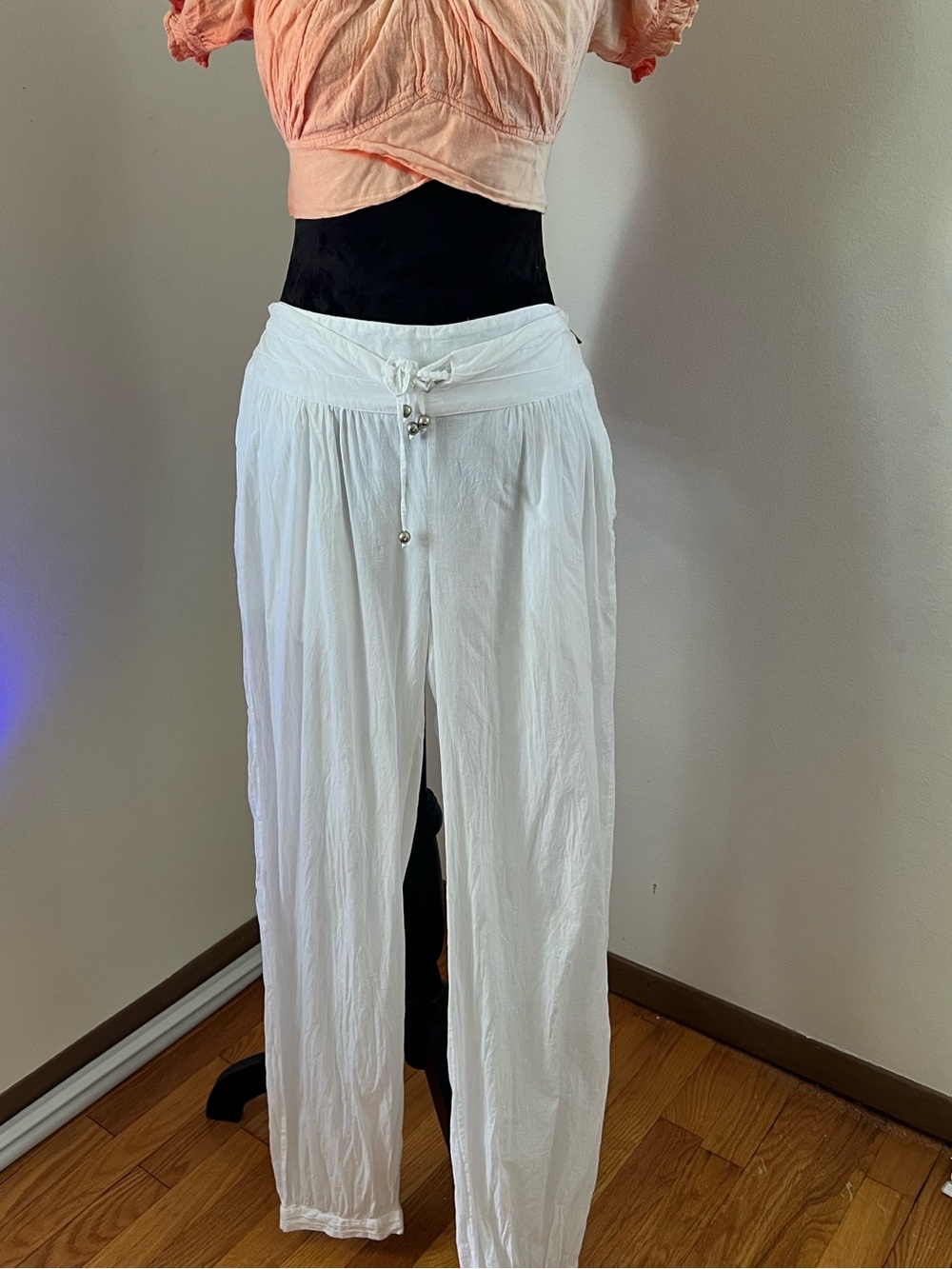 Calypso St. Barth White Wide-Leg Drawstring Pants
